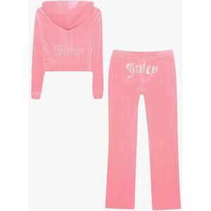 Juicy Couture Women's Bling Velour Tracksuit US Medium Whisper Pink